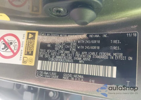 2019 Toyota Highlander Xle from USA, damaged, VIN 5TDKZRFH3KS299645